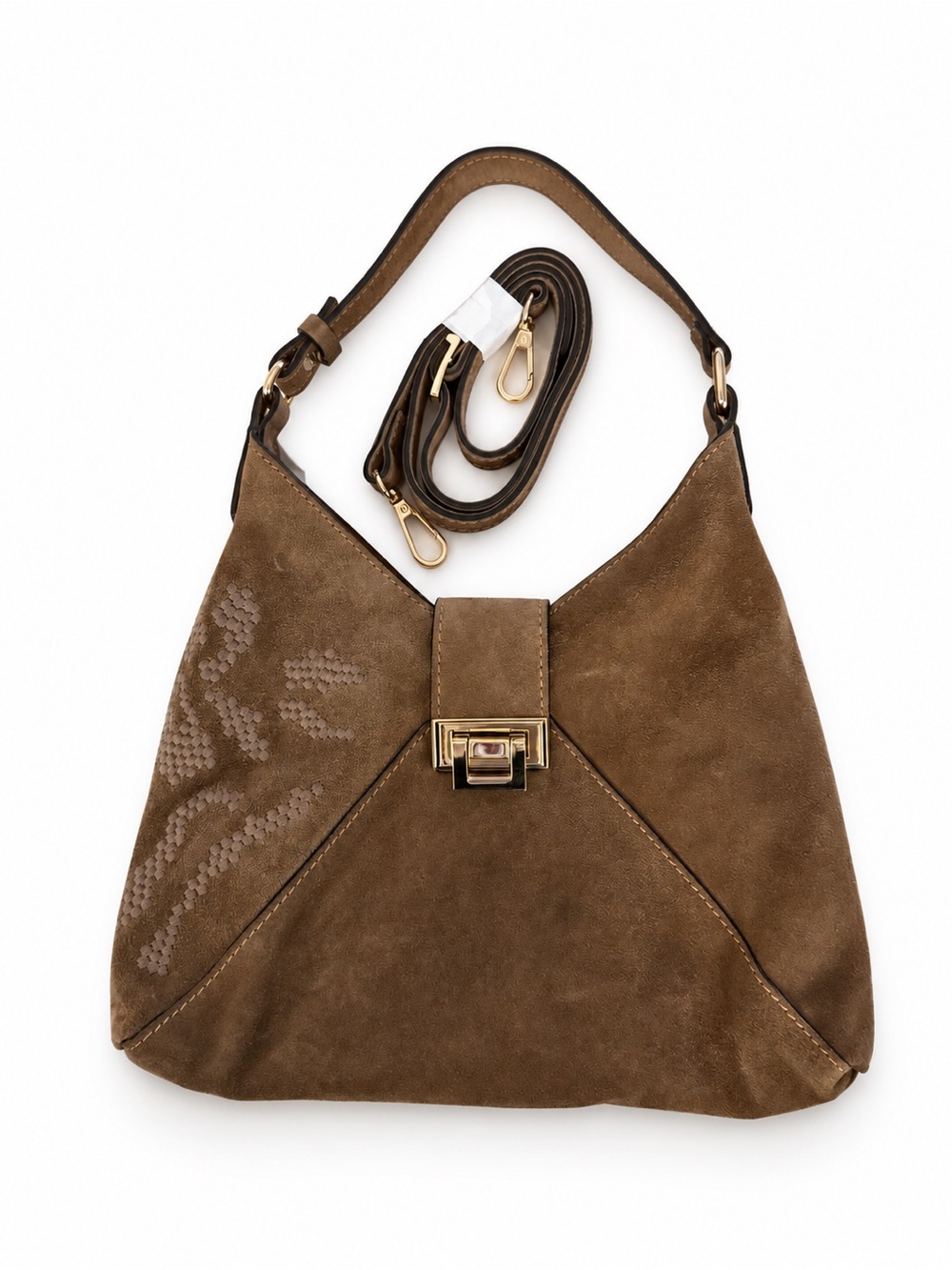 Divina Firenze Honey Suede Embroidered Mini Hobo Bag Made in Italy OS NWOT - Picture 13 of 15